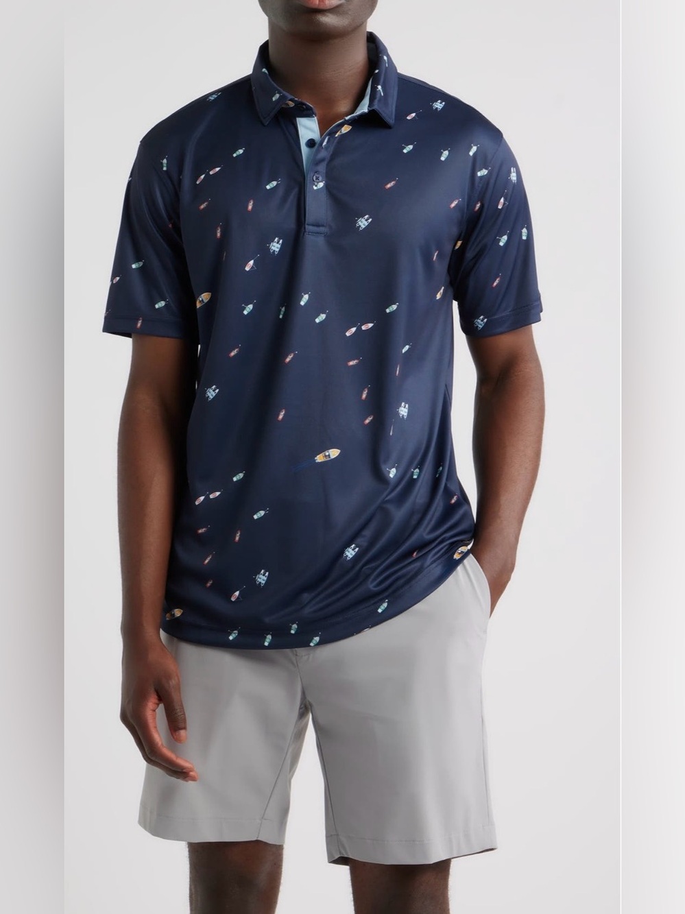 Swannies Golf Shirt Macintyre Yacht Print Polo Shirt Thunderhawk Golf Club Large